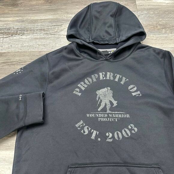 Under Armour UA Storm Black Grey Mens M Loose Fit Wounded Warrior Project Hoodie - Picture 1 of 9